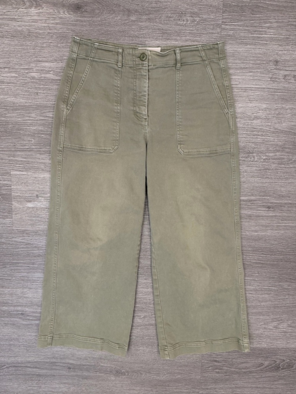 Everlane Olive Green Utility Pants with Front Button Size 8 - Picture 2 of 8